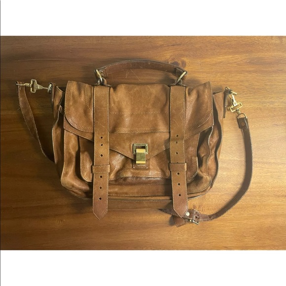 Proenza Schouler PS1 Medium Lambskin Leather Satchel Crossbody Bag Brown Saddle - Picture 6 of 10